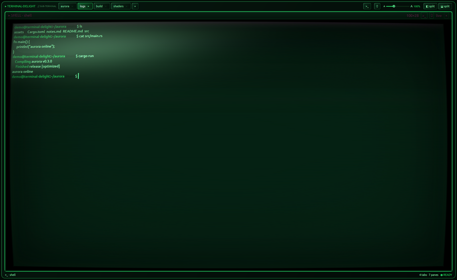 a single full terminal pane
